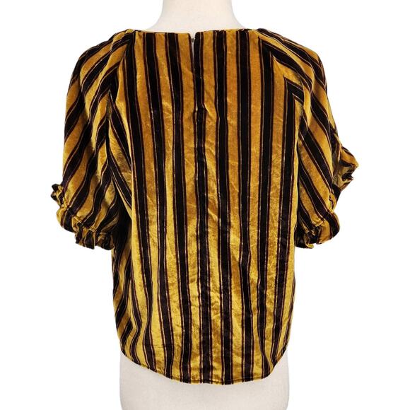 Madewell Velvet Memento Ruffle-Sleeve Top in Stripe - Picture 5 of 7